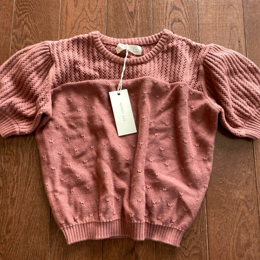 Quincy Mae pointelle knit berry top / new / Size 2-3T